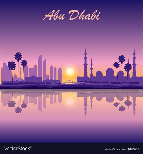 Great mosque of abu dhabi on the city background Vector Image