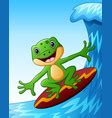 Little boy surfing on a big wave Royalty Free Vector Image