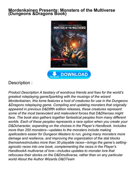 [READ DOWNLOAD] Mordenkainen Presents: Monsters of the Multiverse (Dungeons & Dragons Book) by ...