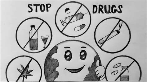 Stop Drug Abuse Drawing Easyinternational Day Against Drug Abuse Poster ...