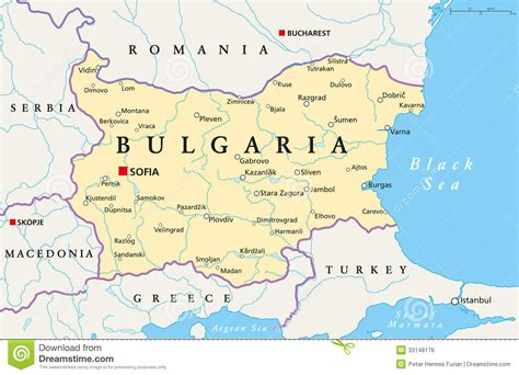 Bulgaria Political Map Royalty Free Stock Image - Image: 33148176