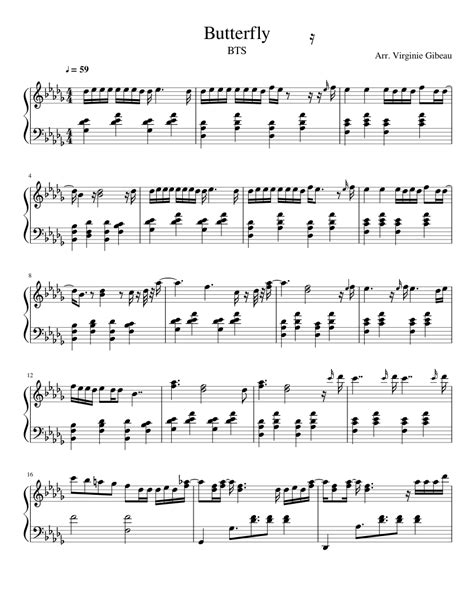 Butterfly - BTS sheet music for Piano download free in PDF or MIDI