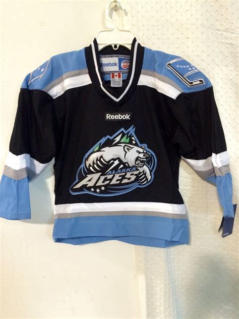 Reebok Youth ECHL Jersey ALASKA ACES Team Black sz S/M | eBay