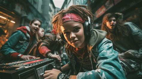 Premium Photo | A group of young people in 80s urban style gathered ...