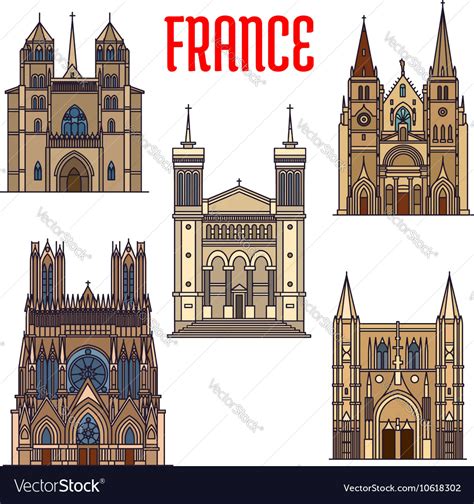 Travel landmarks of french gothic architecture Vector Image