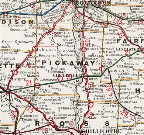 Pickaway County, Ohio 1901 Map, Circleville, OH