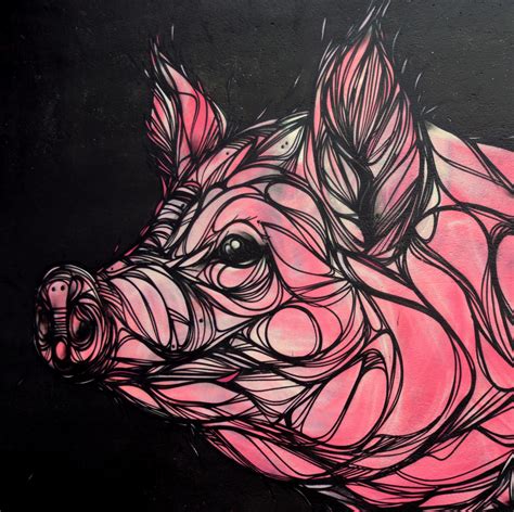 Free Images : animal, mammal, graffiti, sketch, drawing, illustration, mural, pig, work of art ...