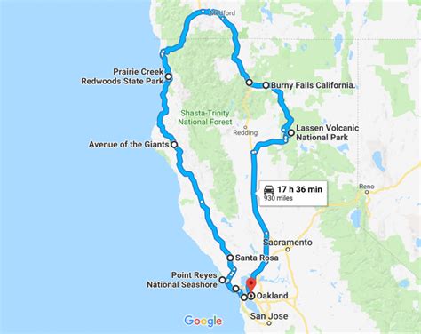 Northern California Road Trip Map | Printable Maps