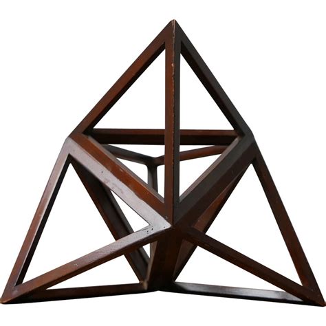 Objet français vintage en bois géométrique sculptural, 1970