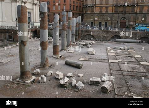 Forum of Trajan. Ruins of Basilica Ulpia Rome Stock Photo - Alamy