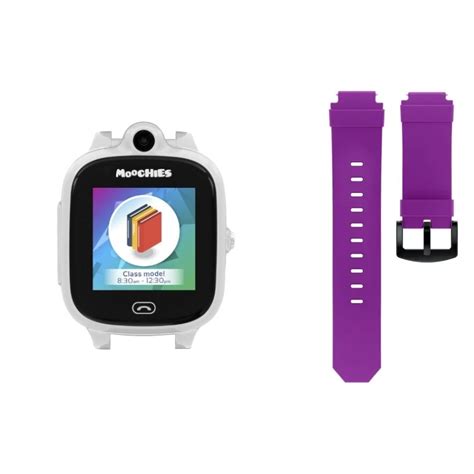 MOOCHIES 4G Smartwatch Phone for Kids, White Watch Head & Purple Band ...