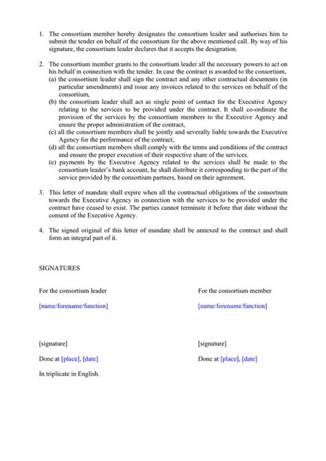 Letter of mandate in Word and Pdf formats - page 2 of 2