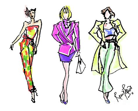 80s Fashion Sketches Painting by Remy Francis - Fine Art America