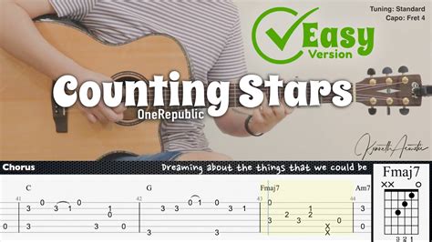 Counting Stars (Easy Version) - OneRepublic | Fingerstyle Guitar | TAB + Chords + Lyrics - YouTube