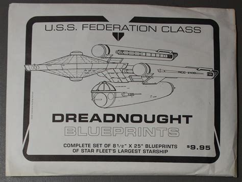 Dreadnought Blueprints, of Star Fleet's Largest Starship, U.S.S. Federation Class (Star Trek ...