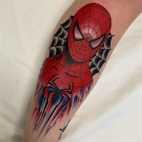 Spiderman face tattoo by @jeremydtattoo - Tattoogrid.net