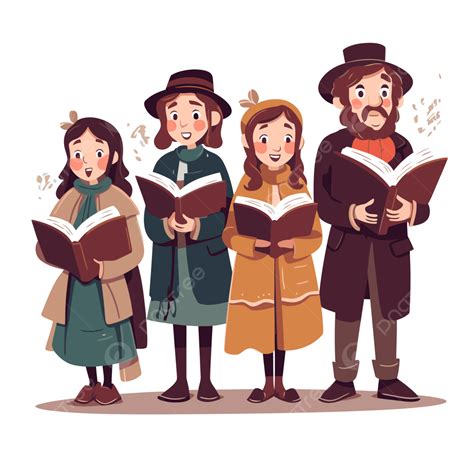 Carolers Clipart Quartet Of Children Singing Christmas Carols With ...