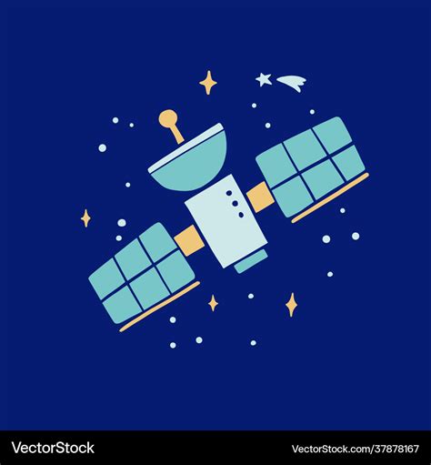 Flying to space cartoon space station Royalty Free Vector