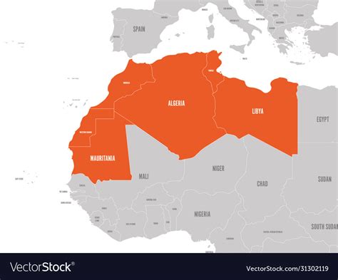 Map maghreb countries - northwest africa states Vector Image