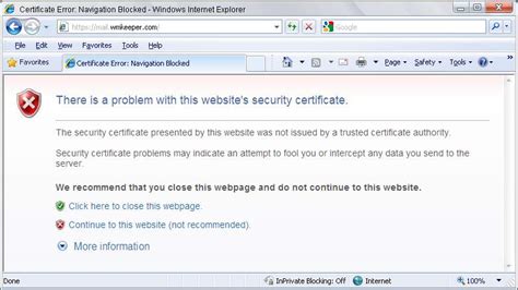 Computer Error "There Is A Problem With This Website's Security ...