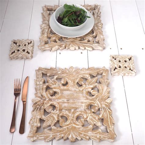 Natural Wooden Placemats Set Four By Za Za Homes | notonthehighstreet.com