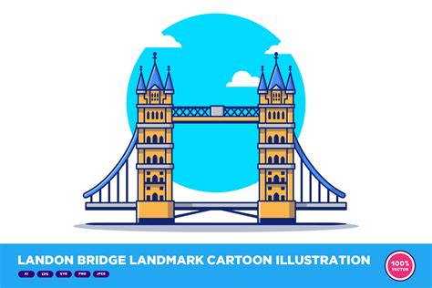 London Bridge Landmark Cartoon Graphic by catalyststuff · Creative Fabrica