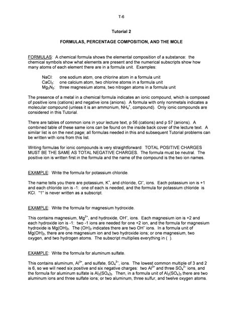 Fillable Online FORMULAS, PERCENTAGE COMPOSITION, AND THE MOLE Fax ...