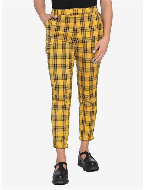 Yellow Plaid Pants With Detachable Chain | Hot Topic