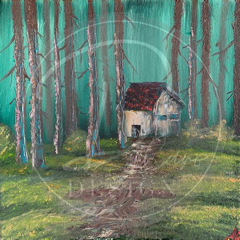 Digital Download: Bob Ross cabin in the Woods | Etsy