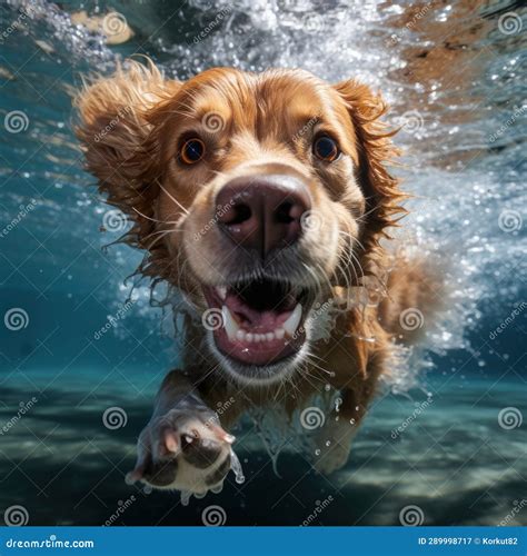 Dog Swimming Underwater stock illustration. Illustration of happy - 289998717