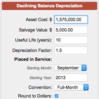 Declining Balance Depreciation Calculator