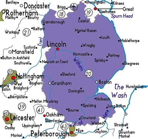 Map of Lincolnshire in England - Useful information about Lincolnshire