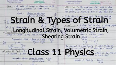 Strain | Types of Strain | Chapter 8 | Mechanical Properties of Solids | Class 11 Physics - YouTube