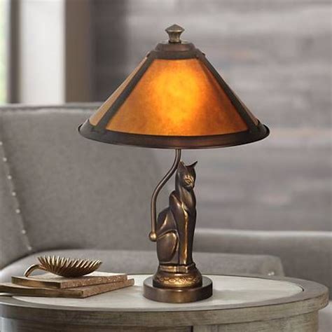 Dale Tiffany Bronze Cat Accent Lamp with Ginger Mica Shade - #V4073 ...