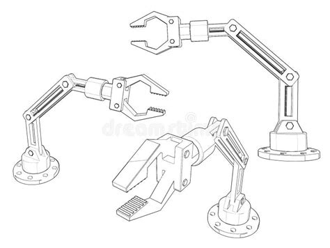 Robotic Arm Set. Isolated on White Background Stock Illustration ...