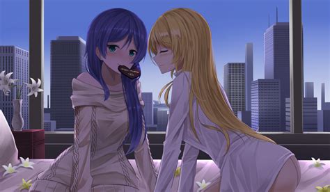 Wallpaper : Love Live, Toujou Nozomi, yuri, in bed, sky, anime girls ...