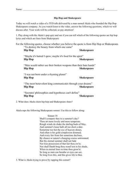 TED Talk Akala Shakespeare Worksheet (1)