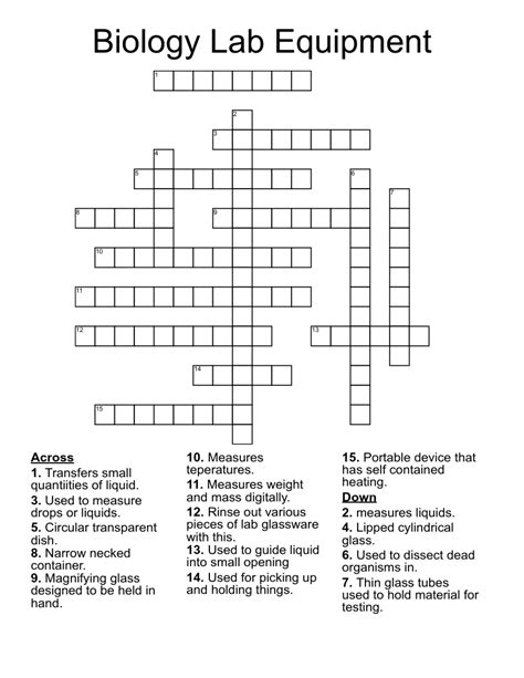 Biology Lab Equipment Worksheet