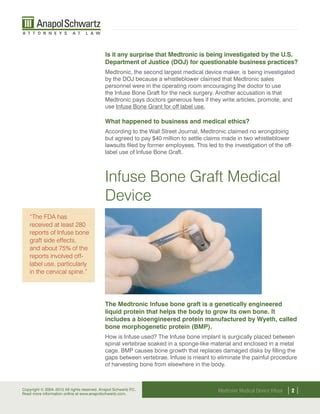 Infuse - Medtronic Medical Device Lawsuits | PDF