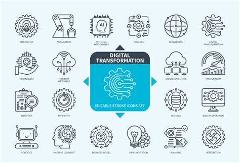 Digital Transformation Icons Set With Description Stock Illustration - Download Image Now - Icon ...