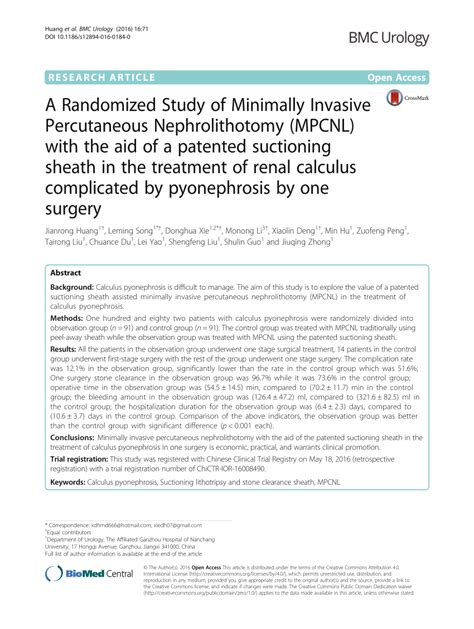 (PDF) A Randomized Study of Minimally Invasive Percutaneous ...