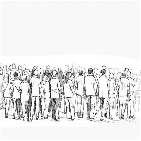 Premium Photo | One Line Art of a Crowd of People from Behind