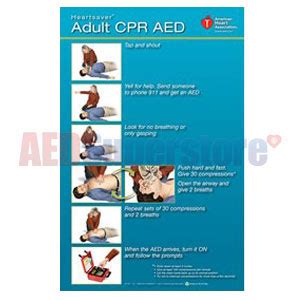 AHA 2010 Heartsaver Adult CPR AED Poster - 3 pk - AED Superstore - 90 ...