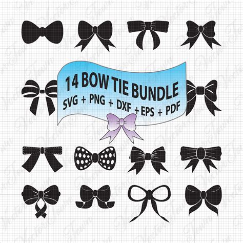 14 Bow Bundle Bow Outline SVG Bow Cut Files Bow Silhouettes Bow Tie Svg-svg Files for Silhouette ...