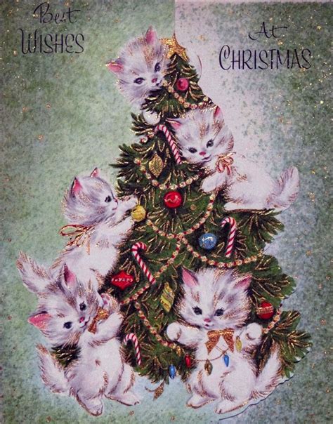 1950s Christmas card kittens | Vintage christmas greeting cards, Cat christmas cards, Vintage ...