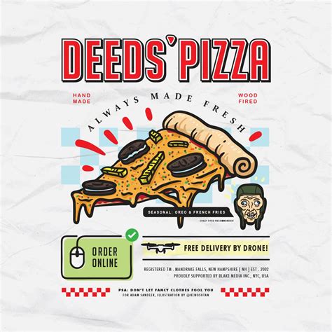 Adam Sandler Movie Poster Illustration - Deeds' Pizza from Mr. Deeds - Ken Osh Tan