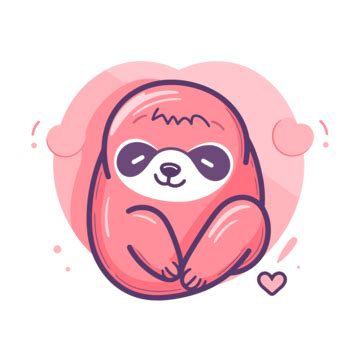 Cute Sloth Sitting On A Heart Shape In Pink Vector, A Lineal Icon Depicting Valentine Sloth On ...