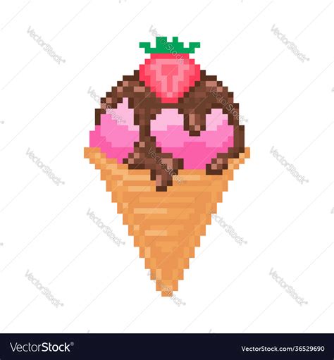 Pixel art ice cream cone Royalty Free Vector Image