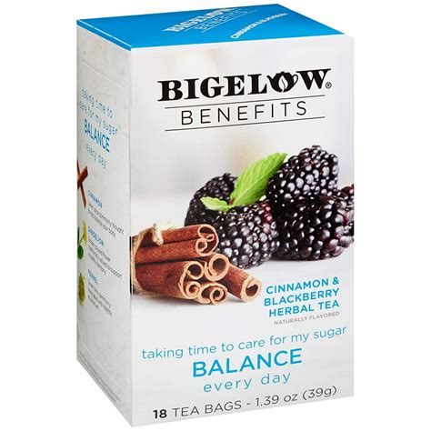 Bigelow Benefits Balance Cinnamon and Blackberry Herbal Tea Bags, 18 Count Box (Pack of 6 ...