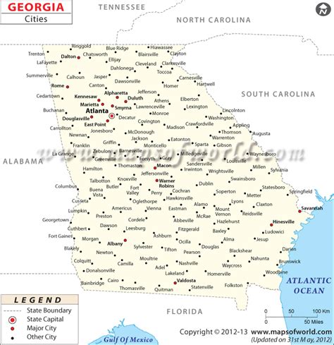 Cities in Georgia, USA | Map of Georgia Cities